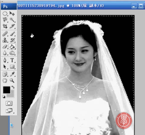 PS通道摳出透明婚紗